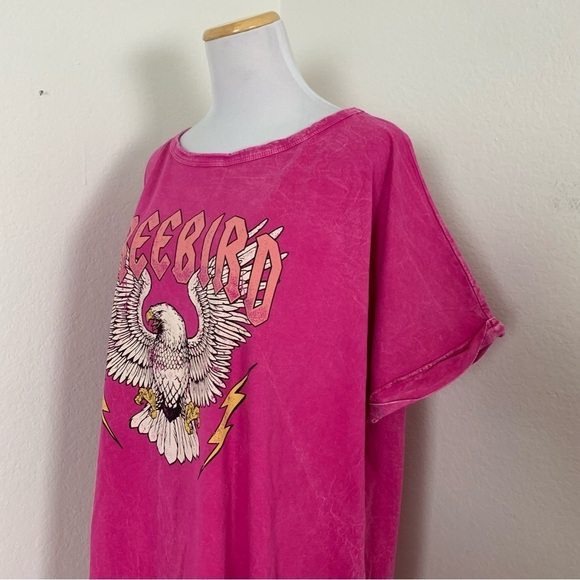 HRT & LUV Mineral Washed Tee Shirt Dress Freebird 2XL Pink Knee Length - Picture 13 of 14